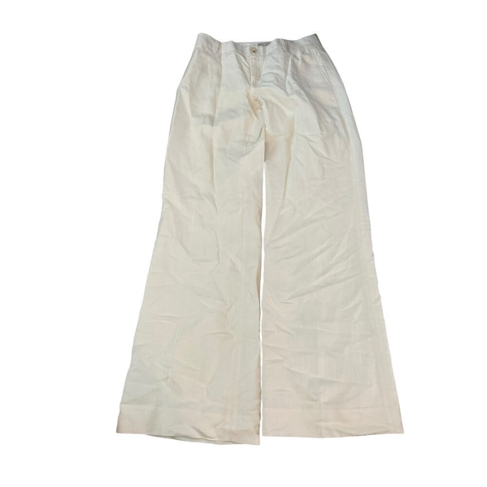 Banana Republic Women's White Linen Blend High Rise Wide Leg Pants Size 4